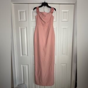 Formal Gown Trendyol Dress Pink Maxi Rosette Shoulder High Back Slit Formal 38